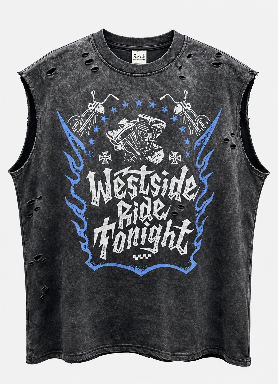 Acid Wash Vintage T-Shirt with Distressed Details