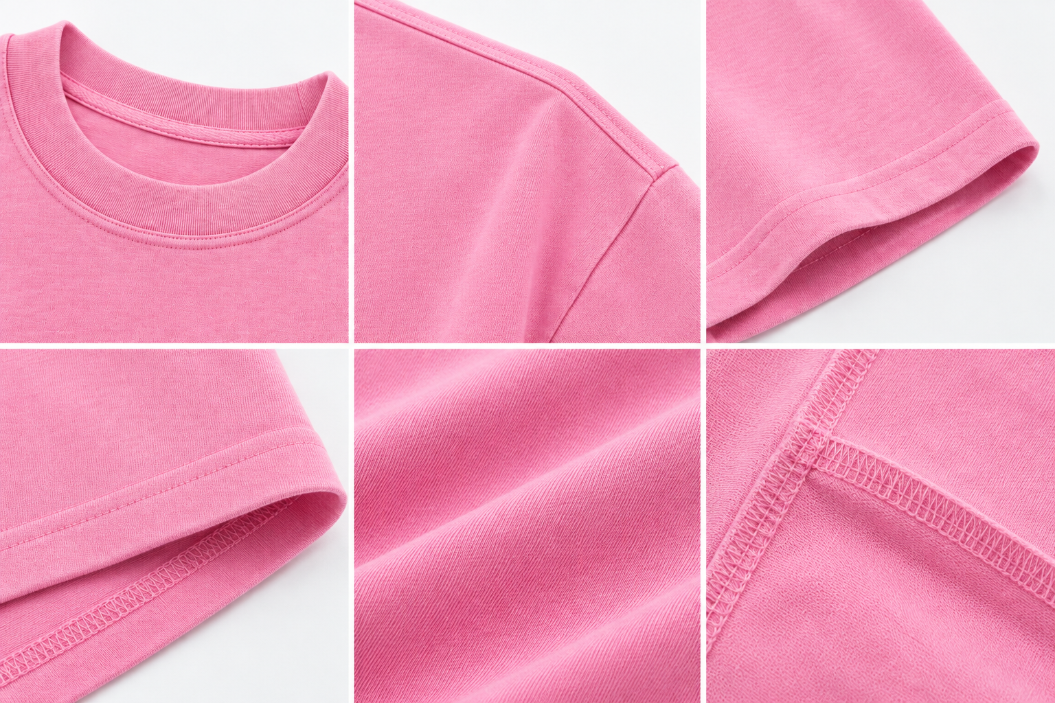 Pink Acid Wash T-Shirt Fabric and Sewing Details