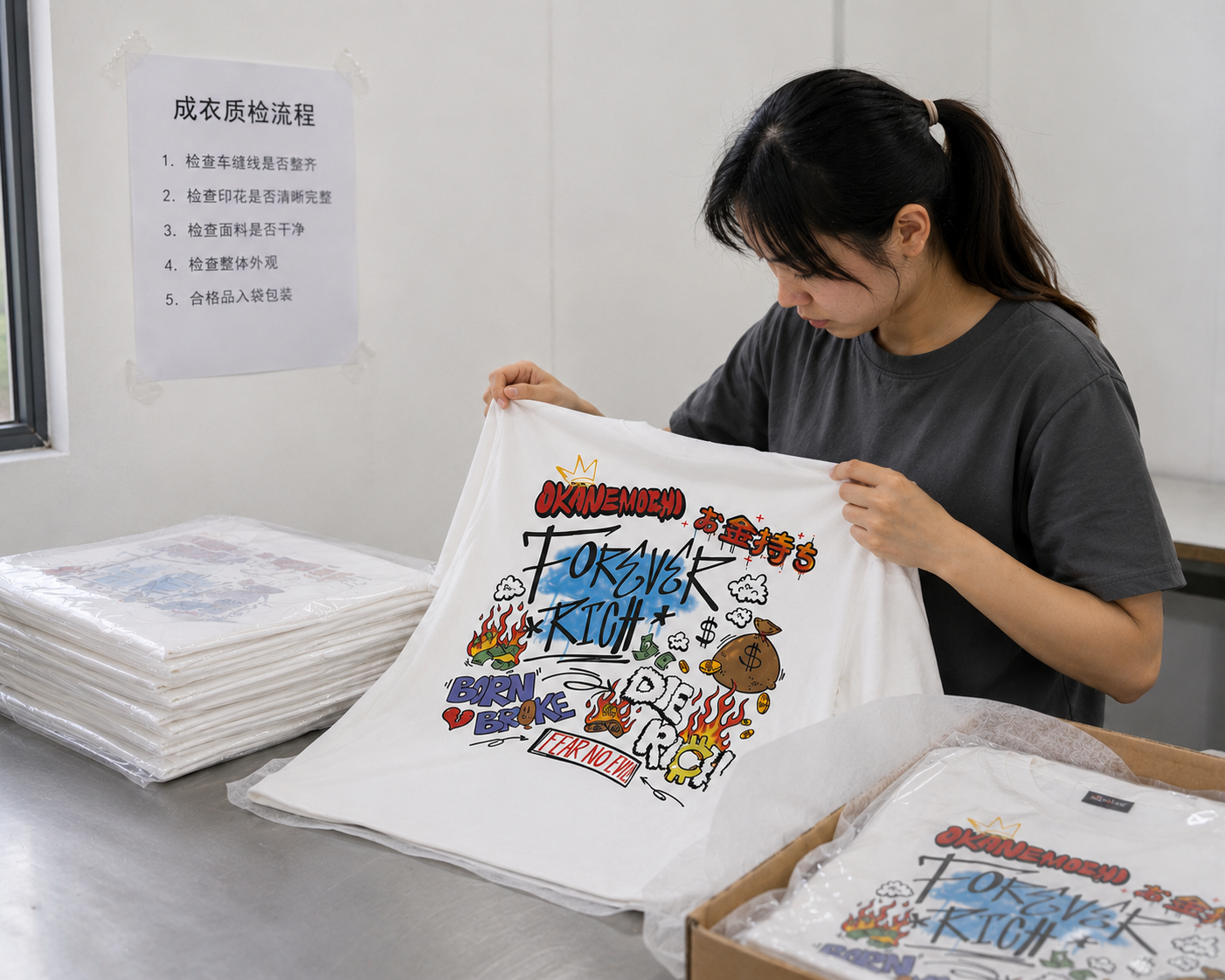 Final Quality Inspection for Custom DTG Printed T-Shirts